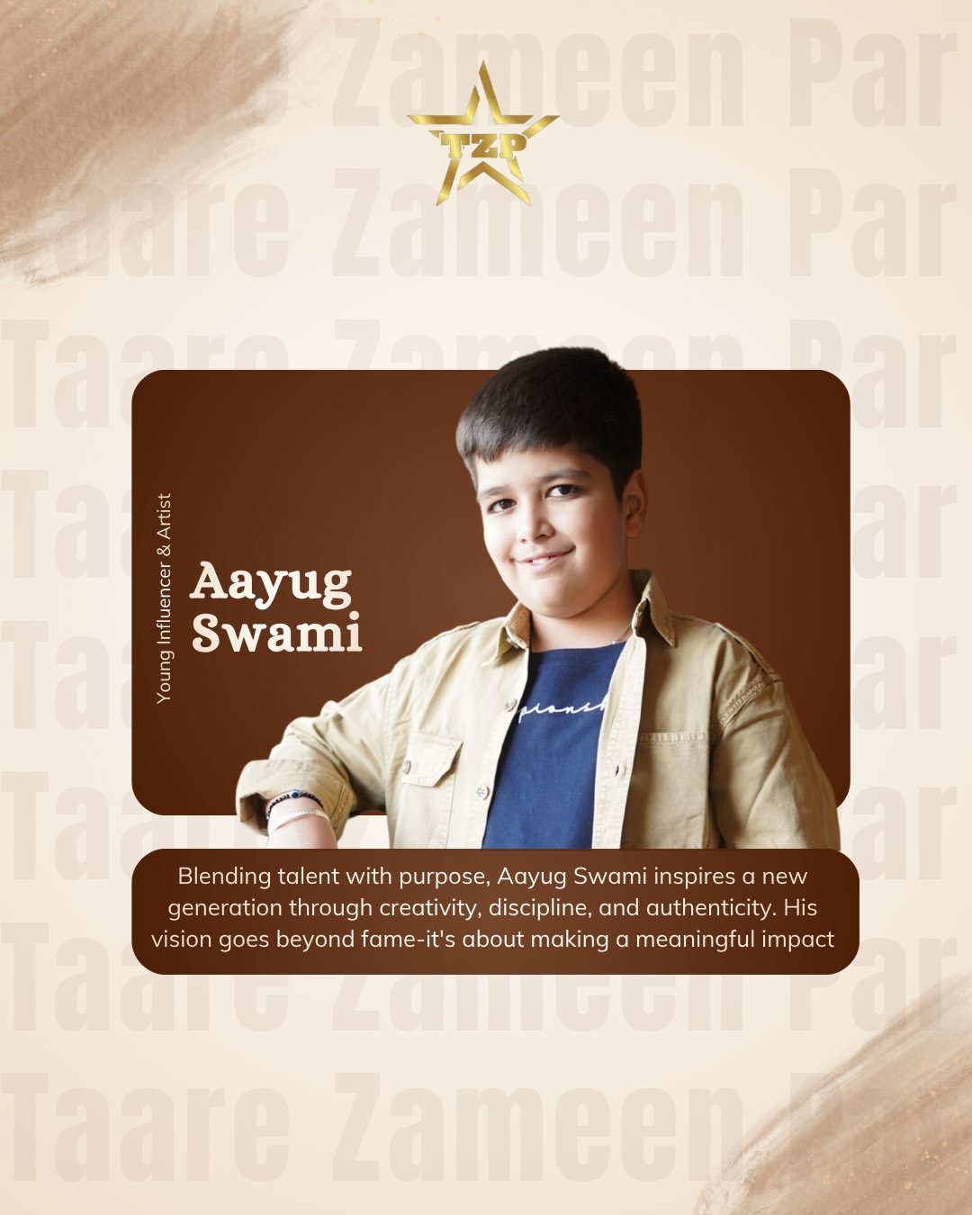 Meet Aayug Swami 🌟 Young Influencer & Artist featured on TaareZameenPar Magazine Blending talen